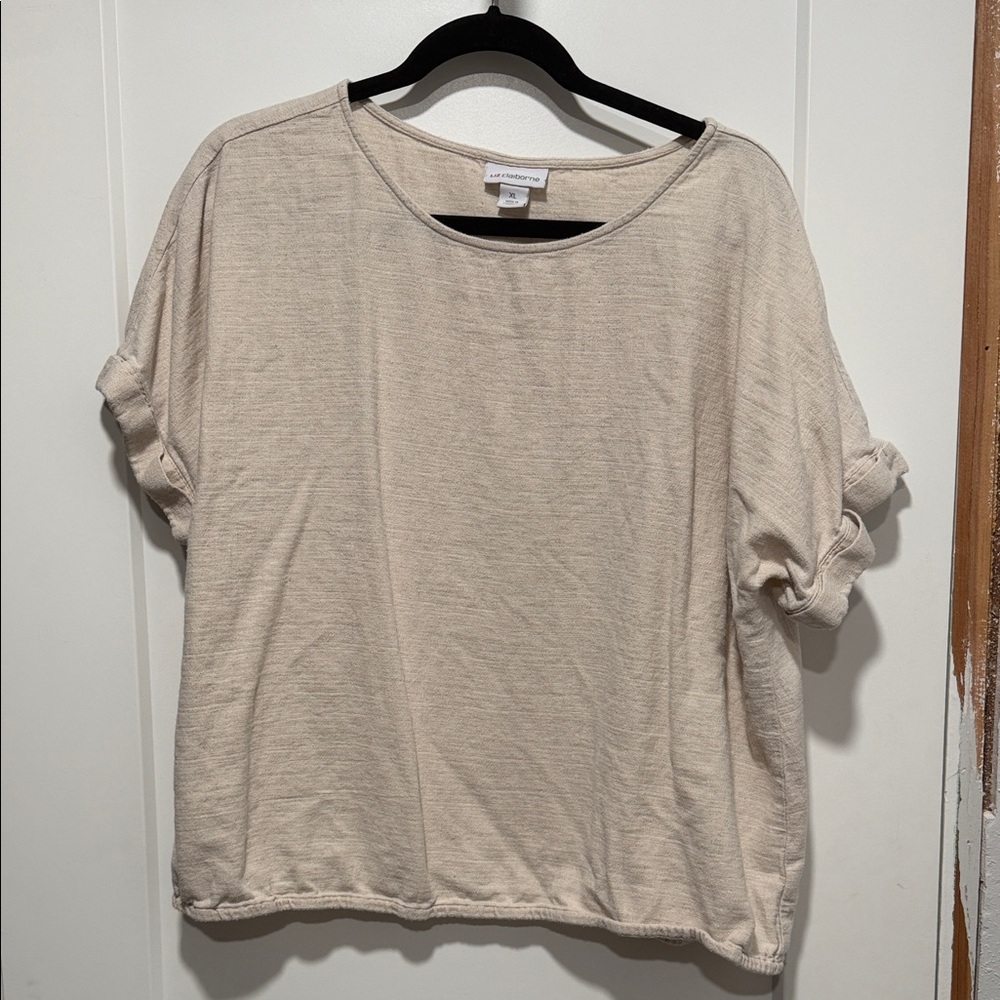 Liz Claiborne Women's Cream Short Sleeve Top